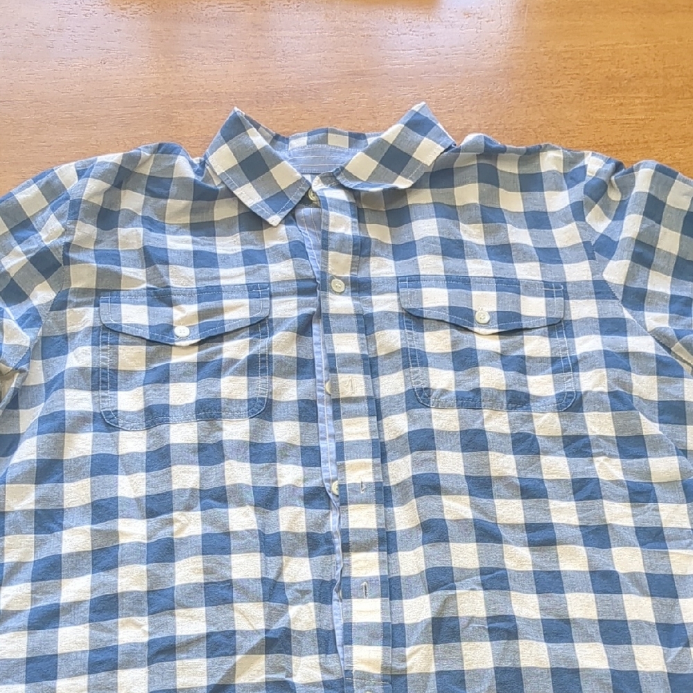 Madewell Blue and White Plaid Men's Shirt